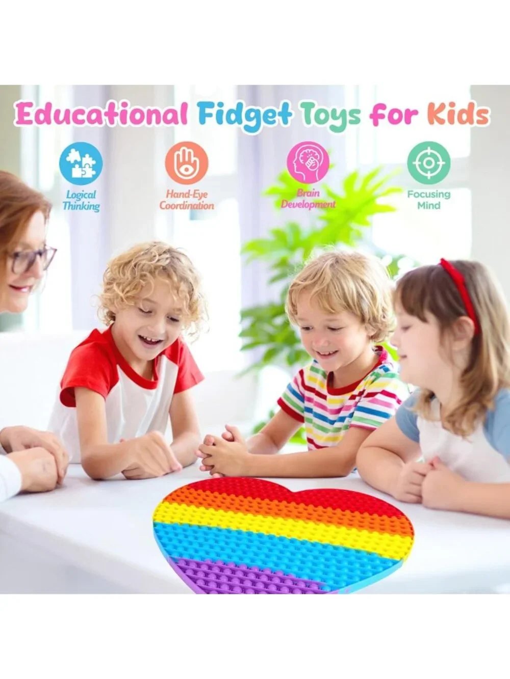 Giant Rainbow Heart Fidget Toy | 19.3
